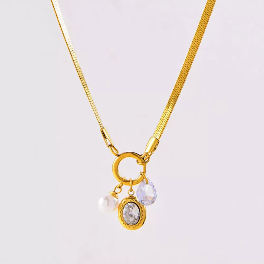 Gold necklace featuring 18K gold-plated and herringbone