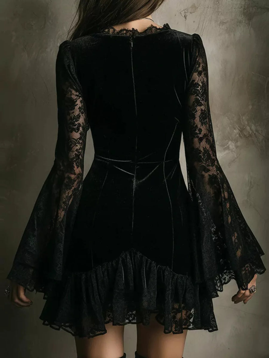 black mini dress with mini and back-zip