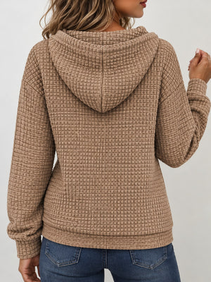 Gray zip hoodie with front pockets and long sleeve