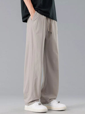 Khaki Men's Plus Size Loose Fit Drawstring Casual Pants
