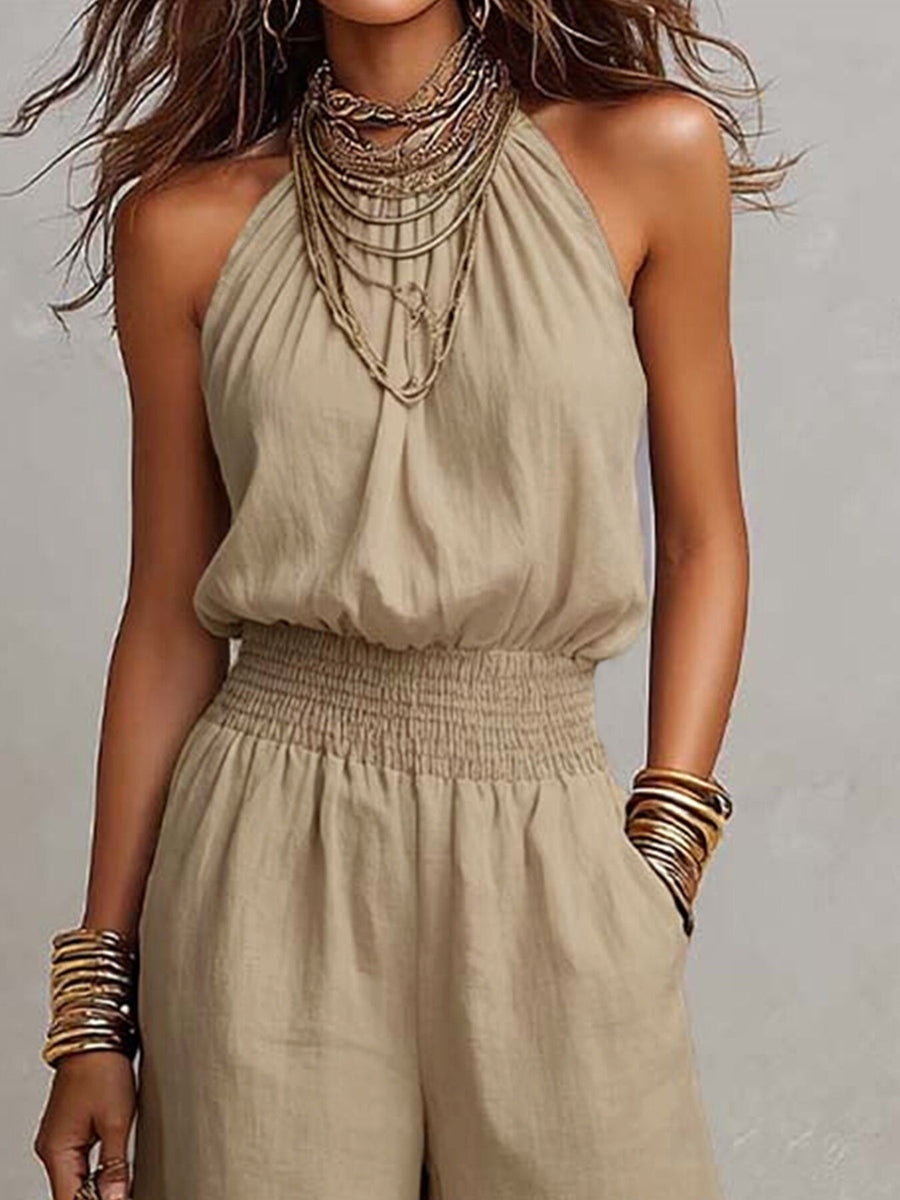 100% polyester Care instructions: Machine wash cold jumpsuit in Khaki with relaxed silhouette