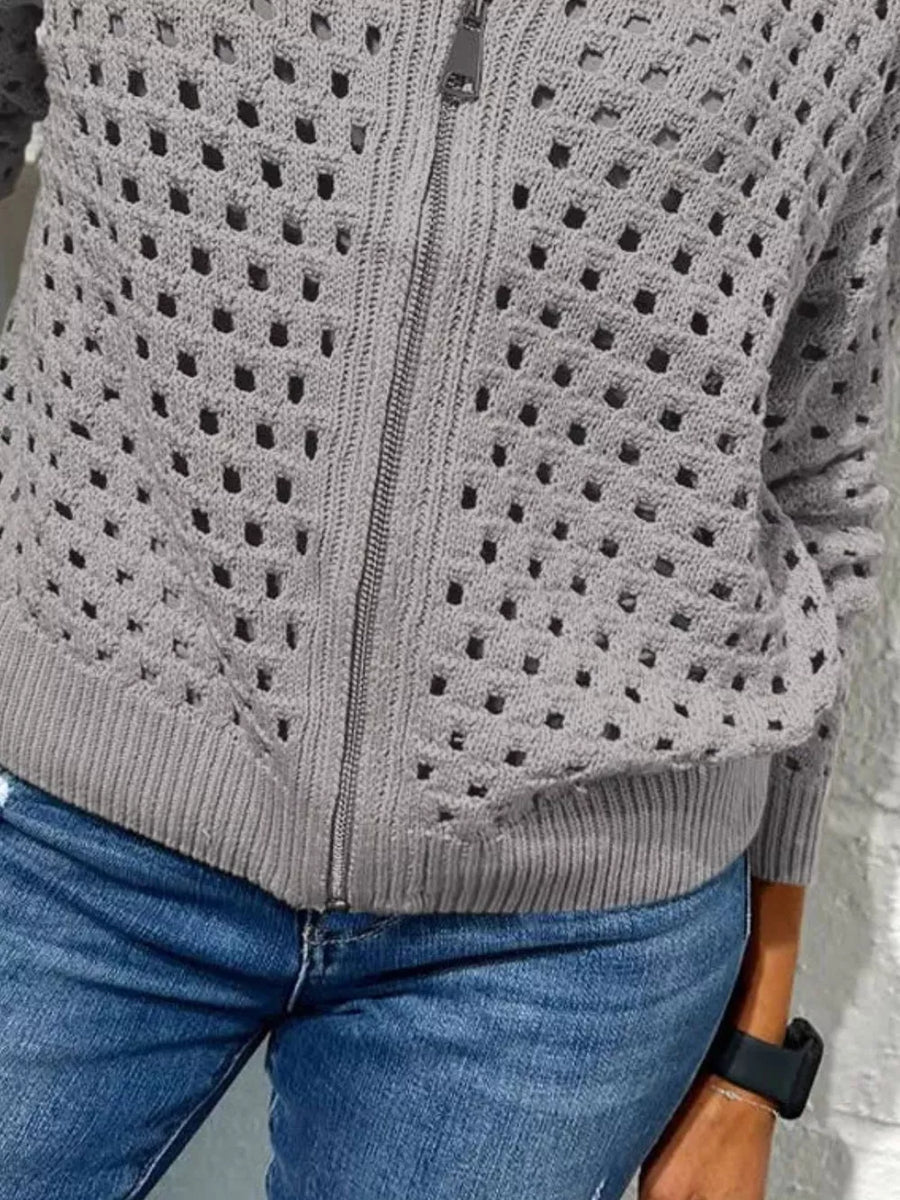 classic cardigan in black with crew neck