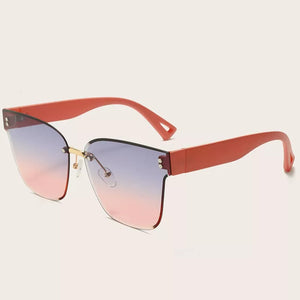 Black sunglasses featuring rimless and ombre