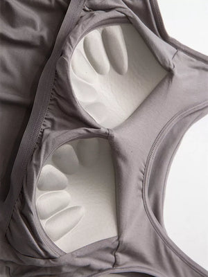 Hemp Gray padded tank top showing built-in contour cups for support and comfort.