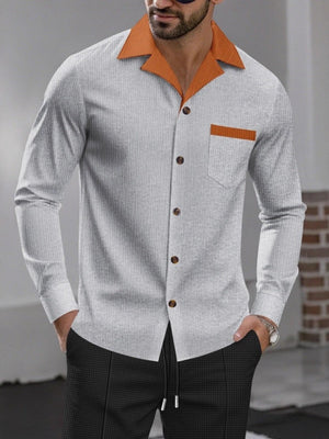95%cotton,5%spandex Care instructions: Machine wash cold button-up shirt in Gray with regular silhouette
