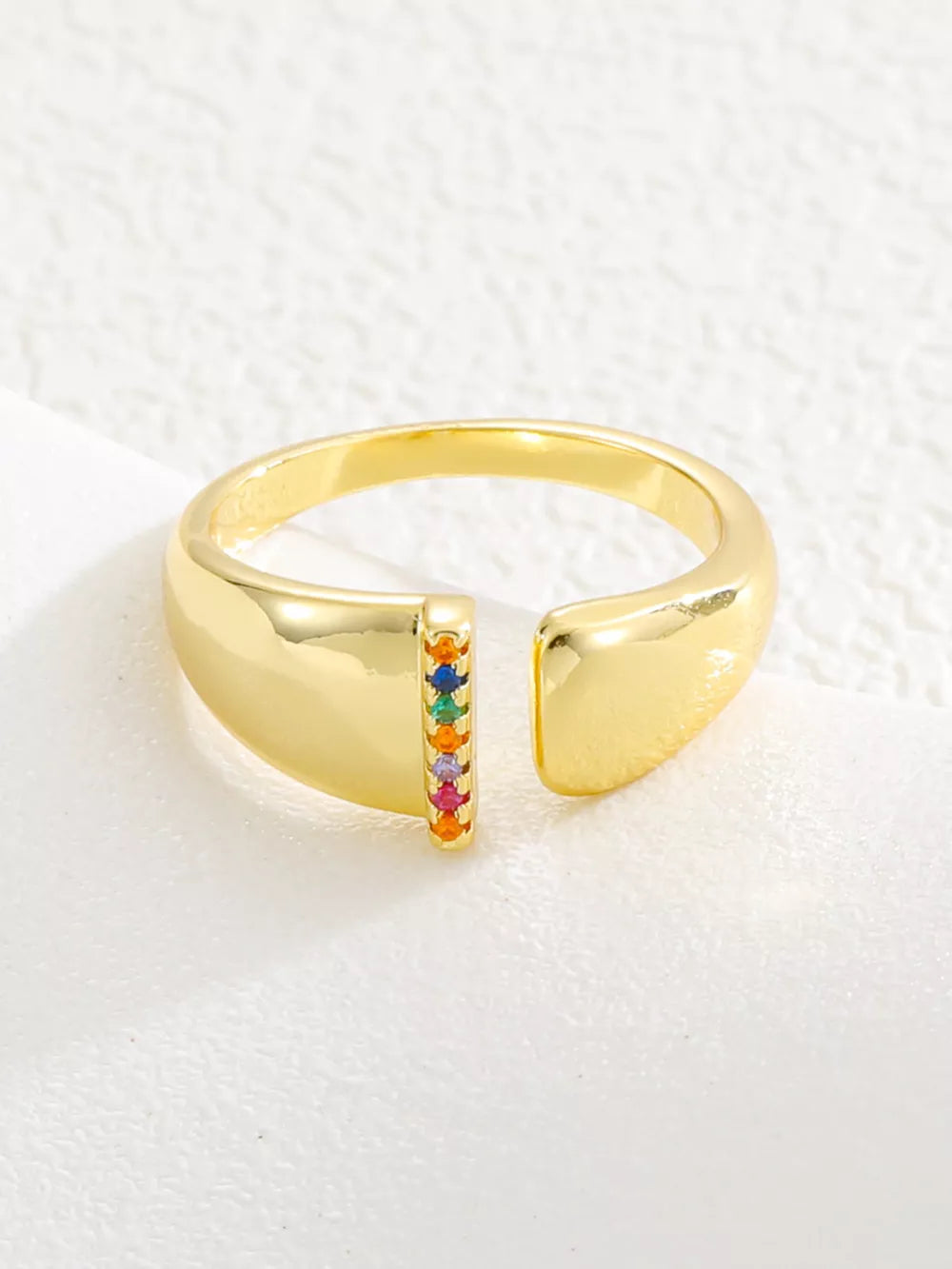 18k Gold-plated Zircon Letter Ring in C with gold-plated