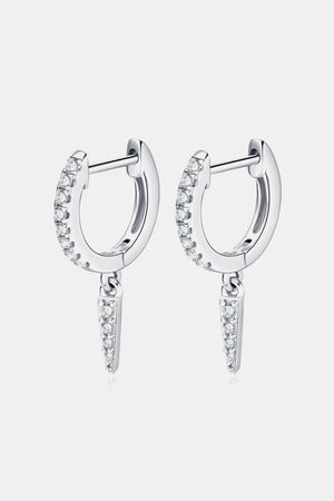 Silver pavé spike huggie earrings with clear stones