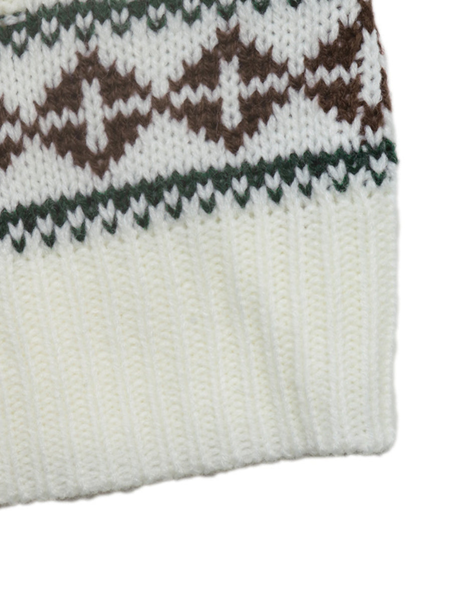 Beige regular pullover sweater with crew neck