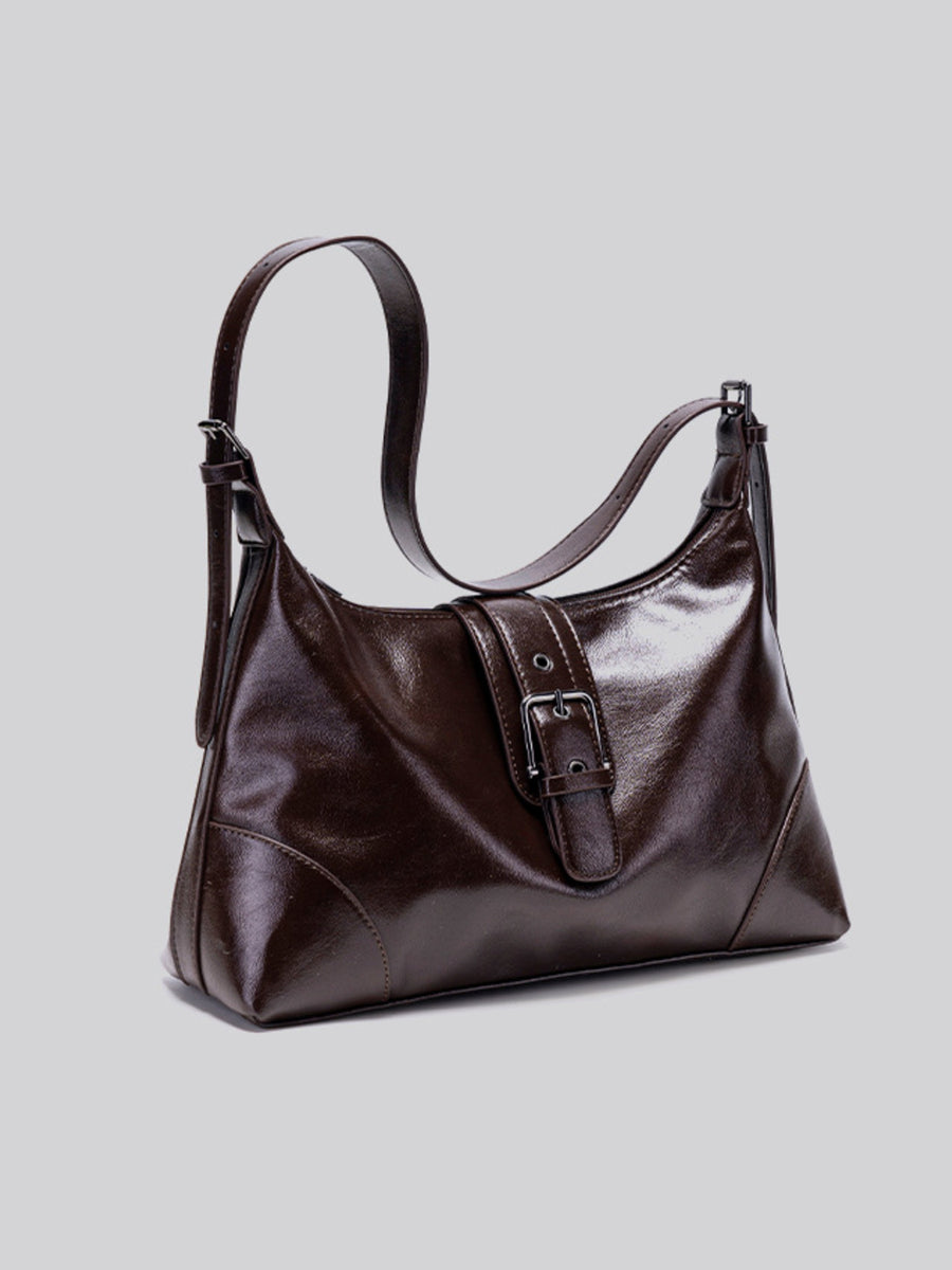 Coffee Brown with shoulder bag with buckle detail