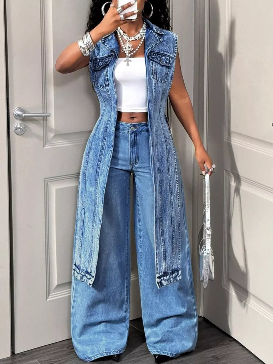vest in Gray with buttoned and midi