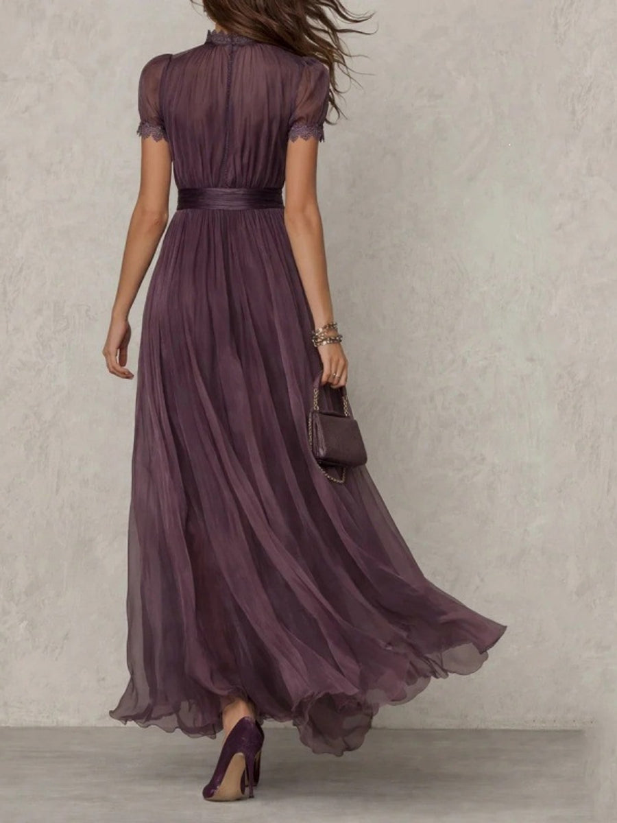 romantic maxi dress in Black with mock neck
