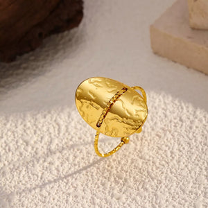 18K Gold-Plated, Stainless Steel Care instructions: Avoid wearing during exercis ring in gold with oval silhouette