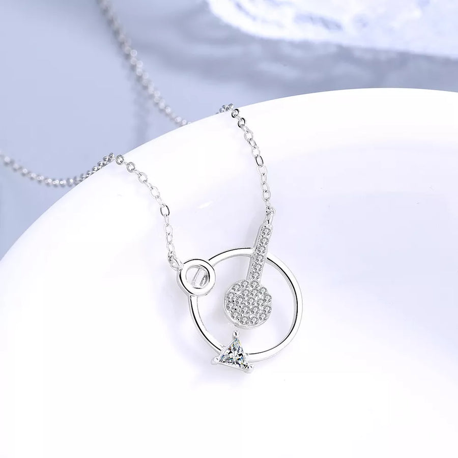 clear necklace featuring zircon embellishment and geometric