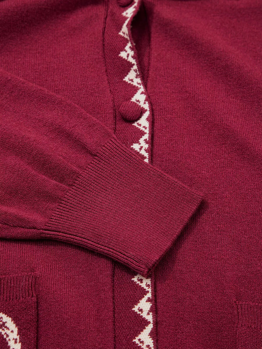 burgundy cardigan