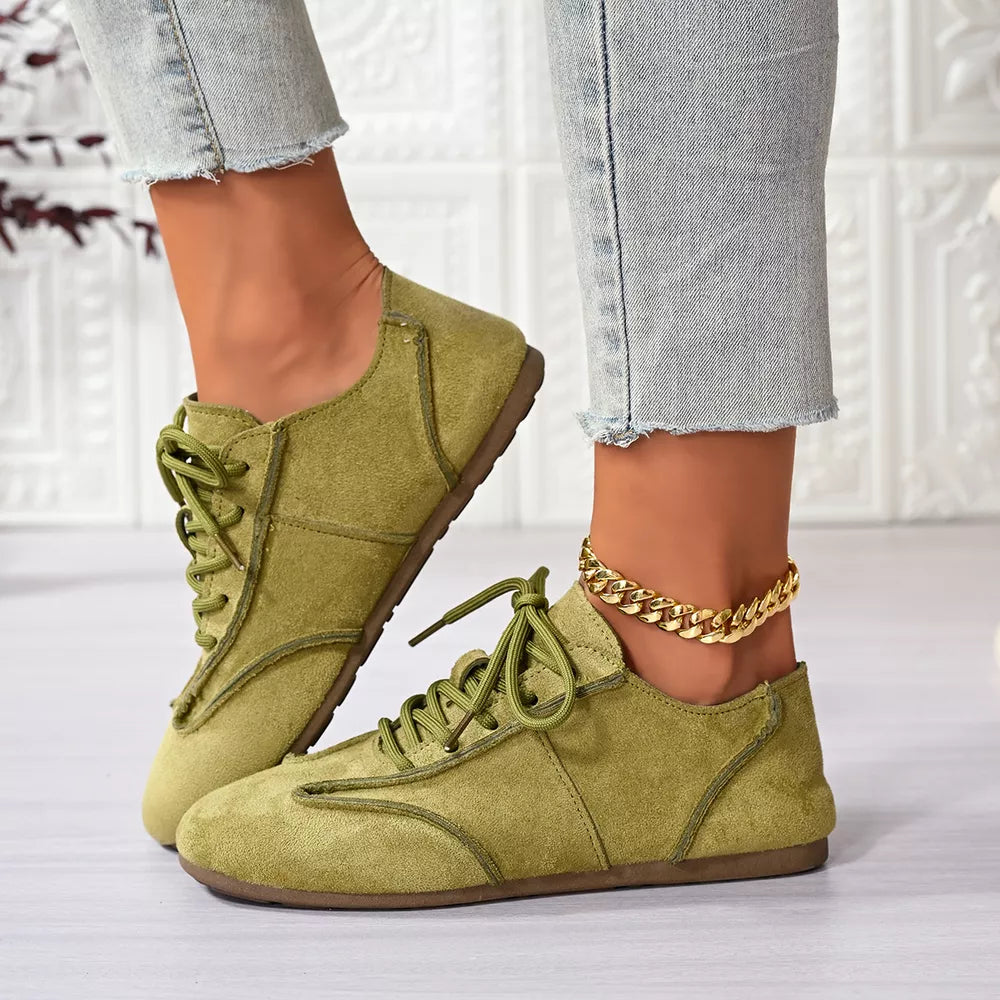 Gray Lace Up Round Toe Sneakers