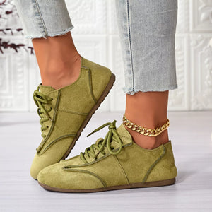 Gray Lace Up Round Toe Sneakers