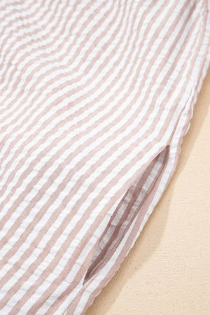 Stripe Frilled Collar Half Sleeve Shirt Dress option 14