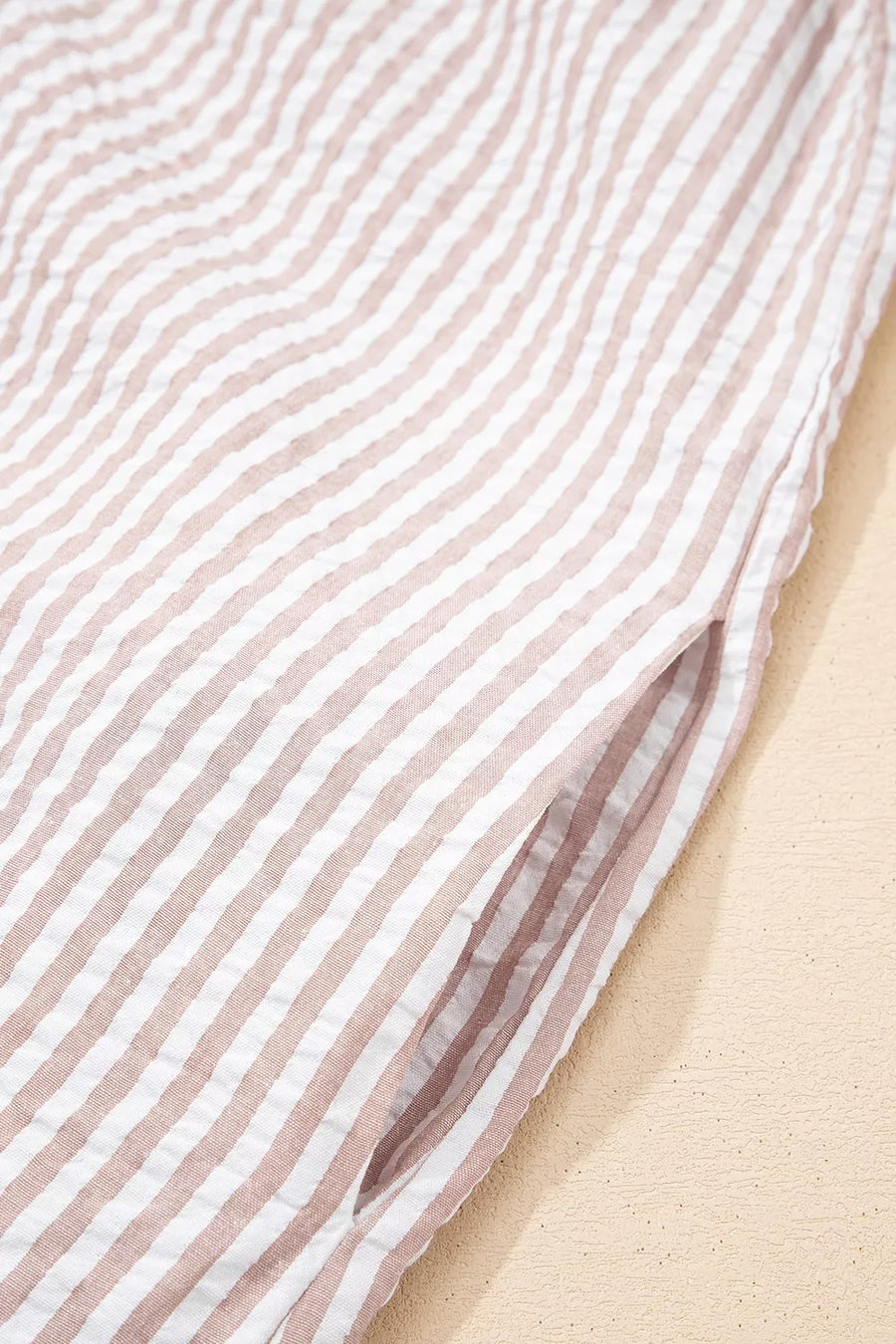 Stripe Frilled Collar Half Sleeve Shirt Dress option 14