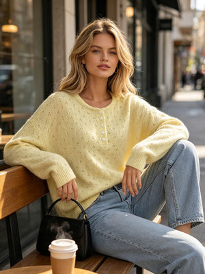 Brown pullover sweater with stretchy and long sleeve