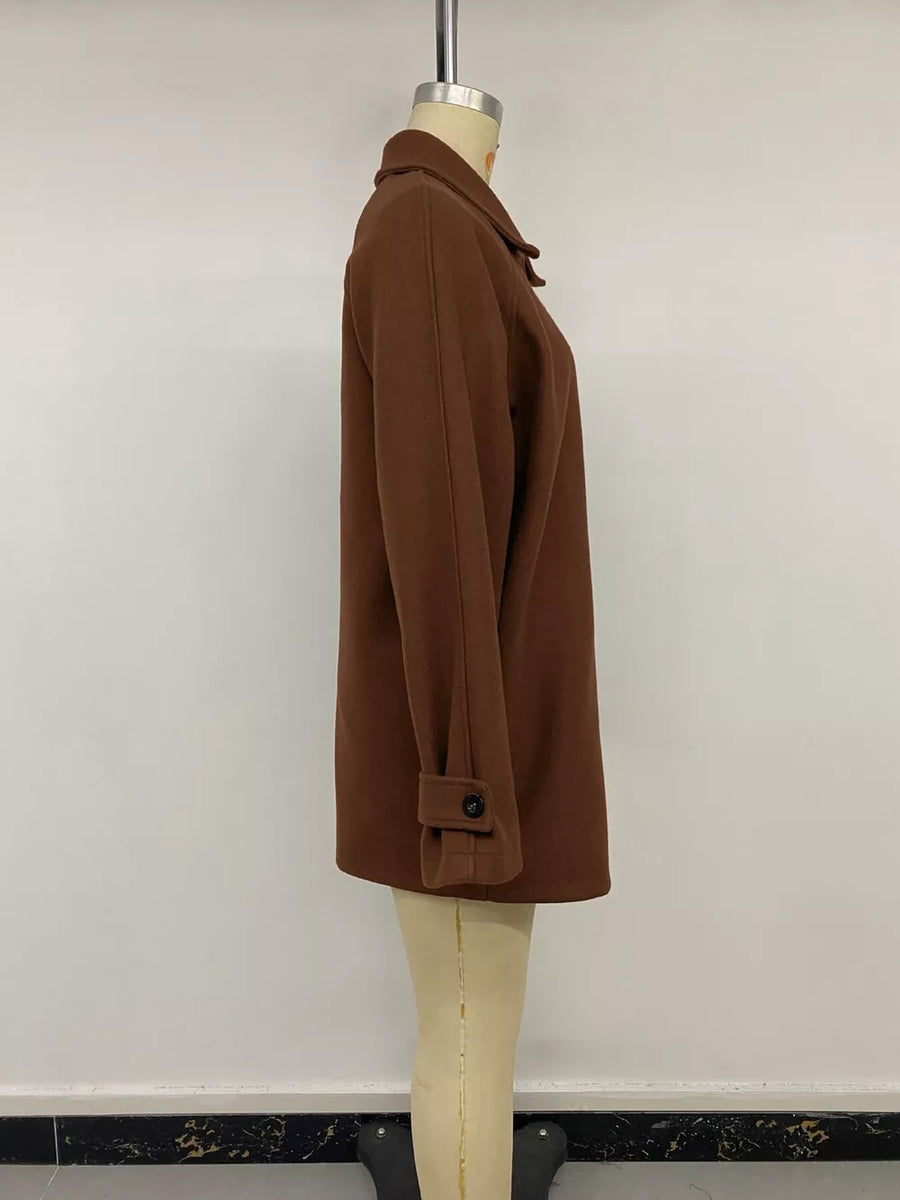 dark brown overcoat