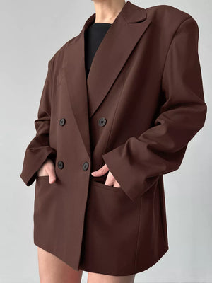 100% polyester Care instructions: Machine wash cold blazer in Brown with oversized silhouette