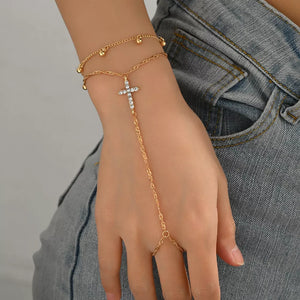 18K Gold-Plated,Zinc alloy,Rhinestone Care instructions: Avoid wearing during ex bracelet in Gold with regular silhouette