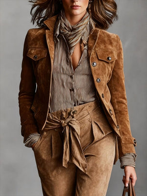 blazer in camel featuring buttoned and regular fit
