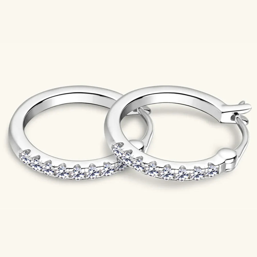 Silver pave-set mini hoop earrings with clear stones