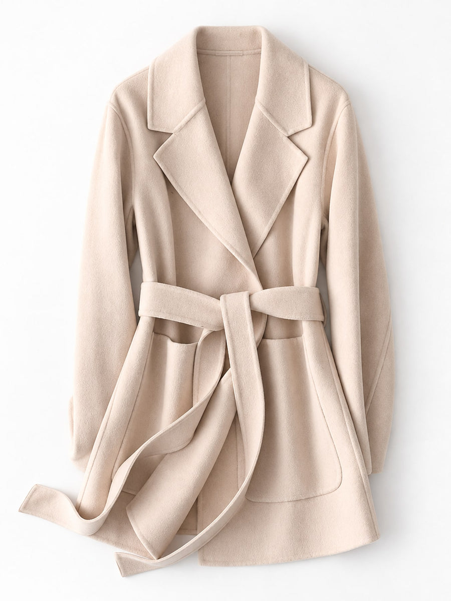 CAMEL regular wool coat with notch lapel