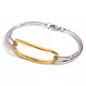 bracelet featuring geometric in silver with 18K Gold-Plated,Stainless Steel Care instructions: Avoid wearing during exercise