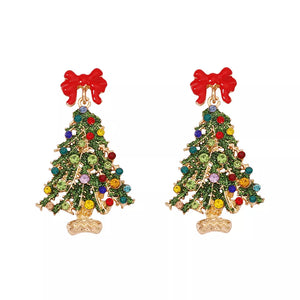 earrings in red with novelty and rhinestone embellishment