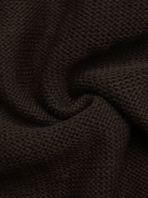 cardigan in Coffee Brown with cable-knit and hip-length