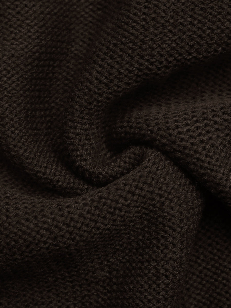 cardigan in Coffee Brown with cable-knit and hip-length