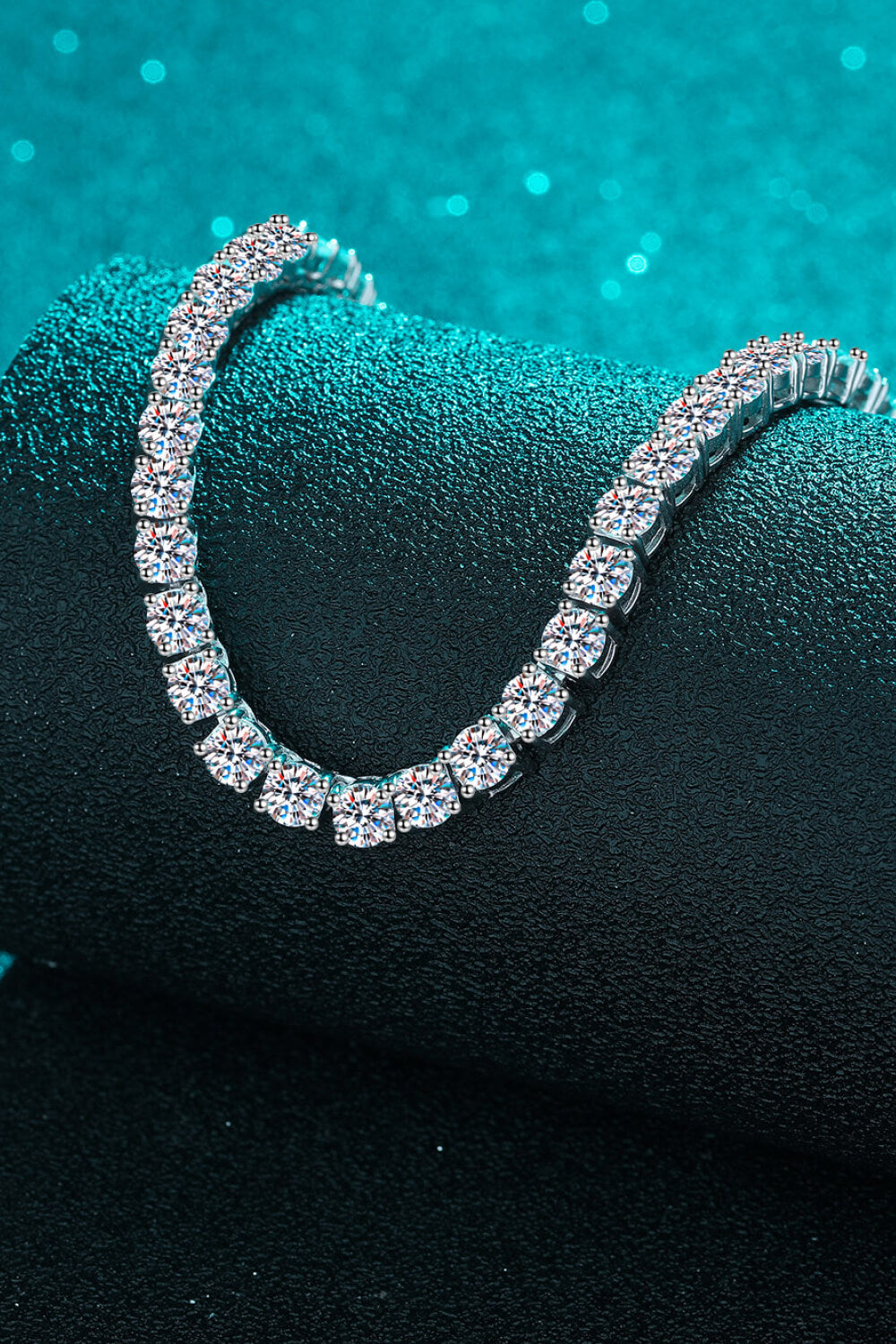Diamond tennis necklace in silver 925 sterling silver with clear stones