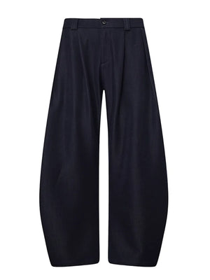 Men S Wide Leg Casual Pants in Dark Blue