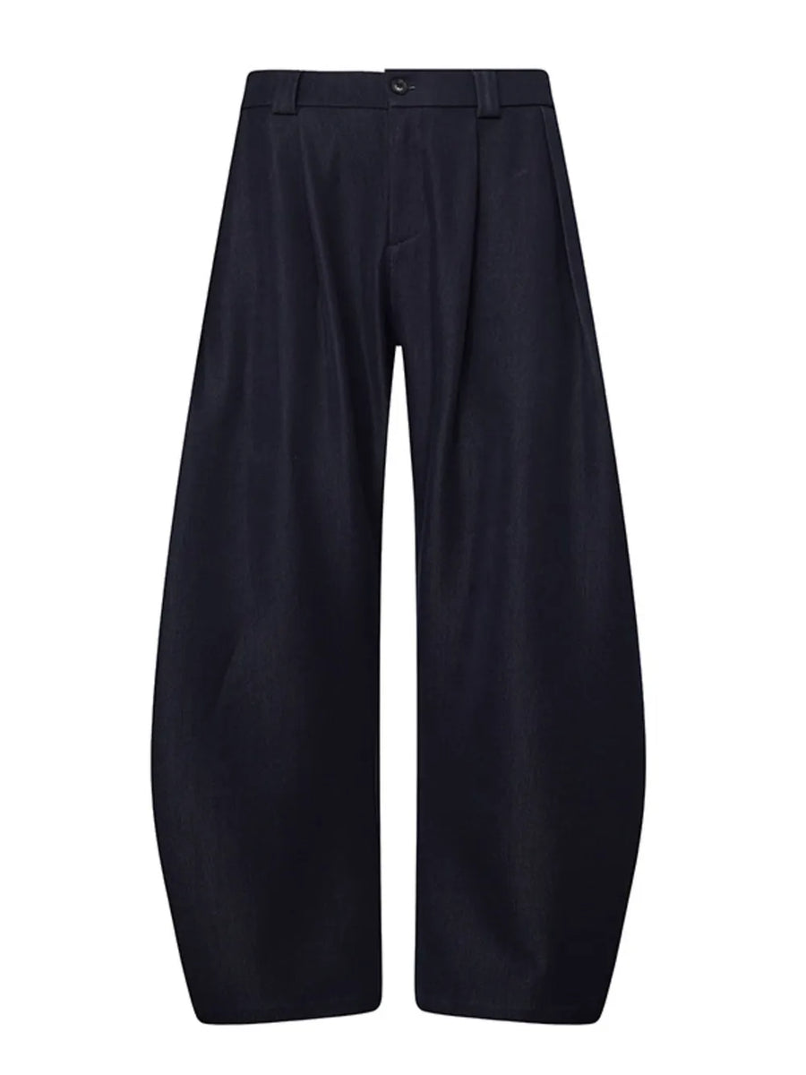 Men S Wide Leg Casual Pants in Dark Blue