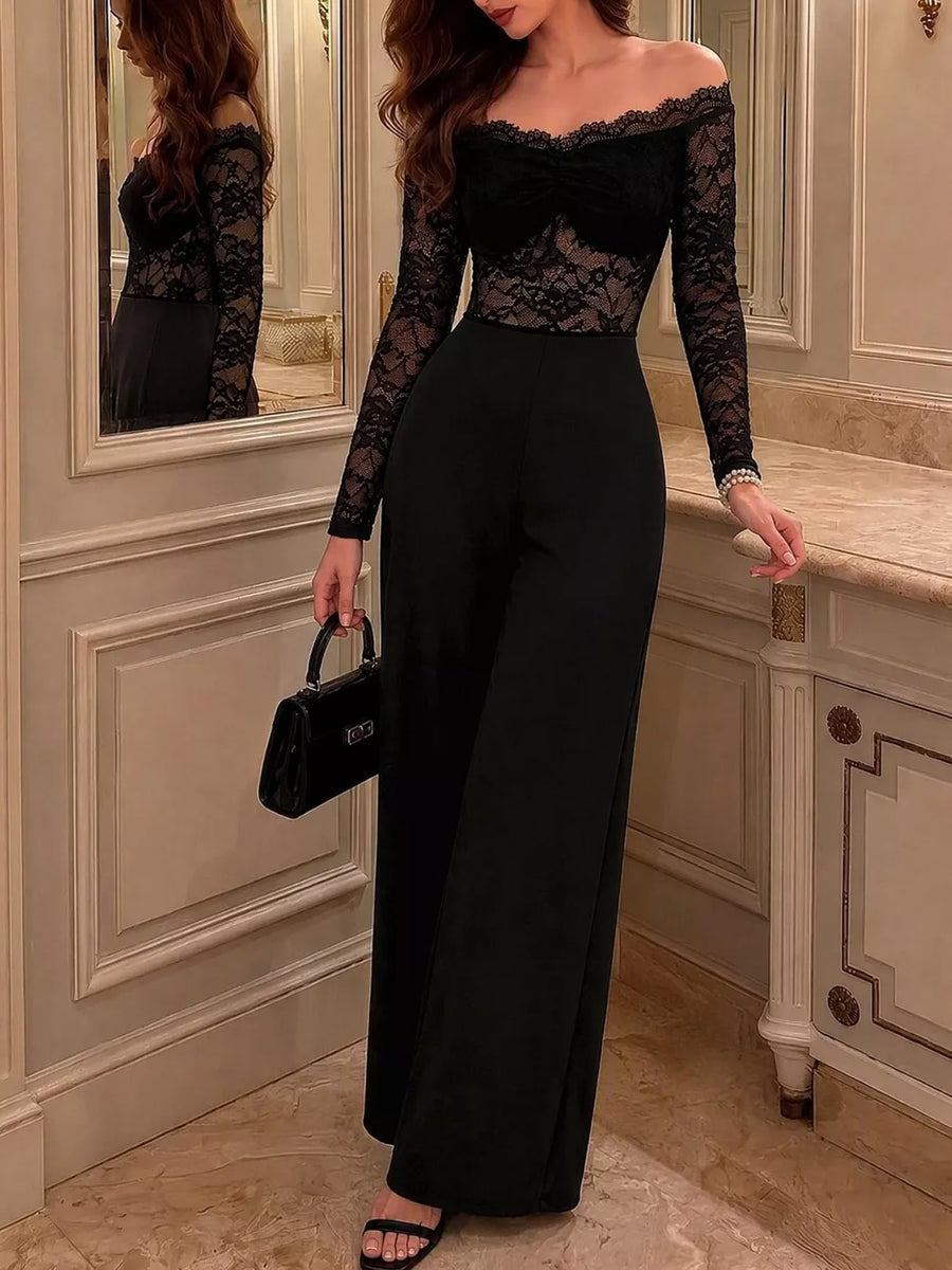 Black jumpsuit with full-length and pullover