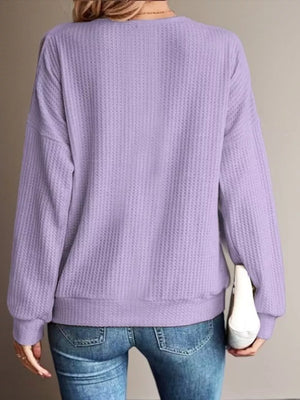 casual t-shirt in Purple with round neck