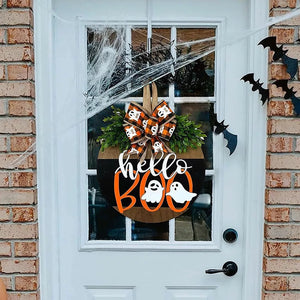 Resin, wood, polyester Imported Size &amp Door Hanger in white with circular silhouette