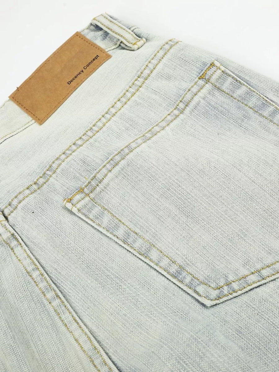 Blue with Men S Washed Wide Leg Jeans in Blue