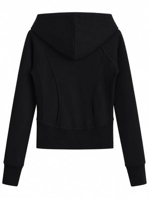 Charcoal Gray slim zip hoodie with hooded