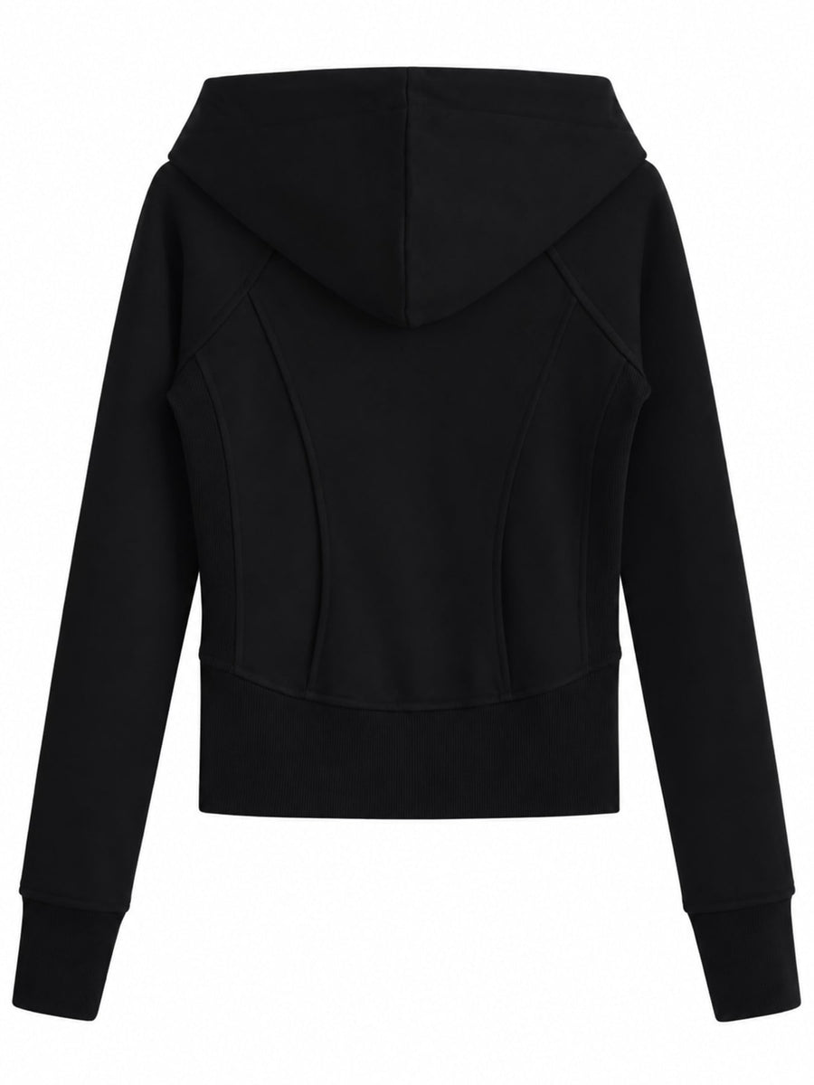 Charcoal Gray slim zip hoodie with hooded