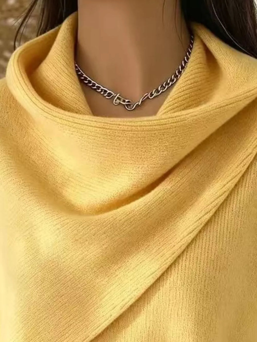 classic pullover sweater in Gray with cowl neck