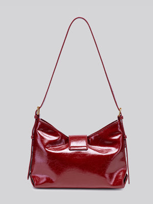 PU Leather Imported Size &amp shoulder bag in burgundy with soft silhouette