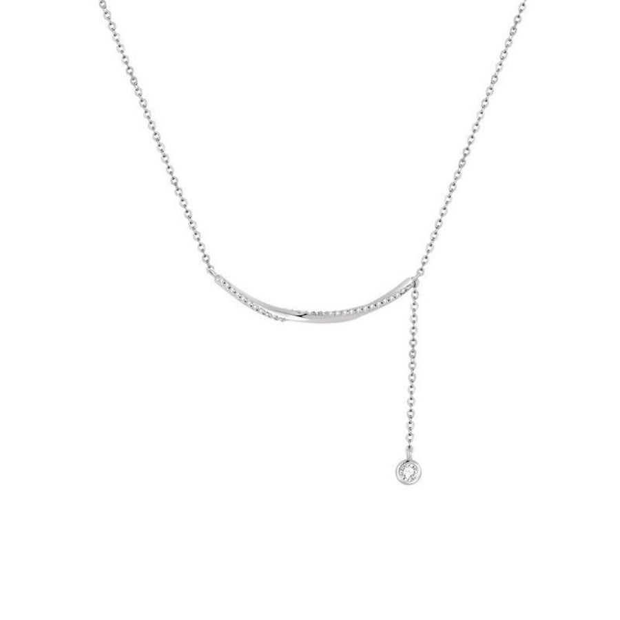 925 Sterling Silver Bar Chain Adjustable Necklace in Silver with adjustable length