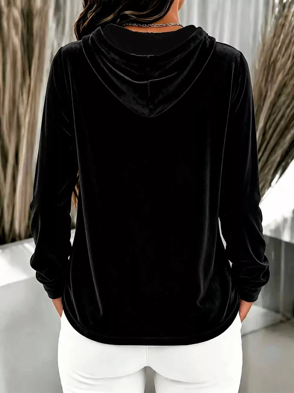 sky blue relaxed pullover hoodie with hooded, henley