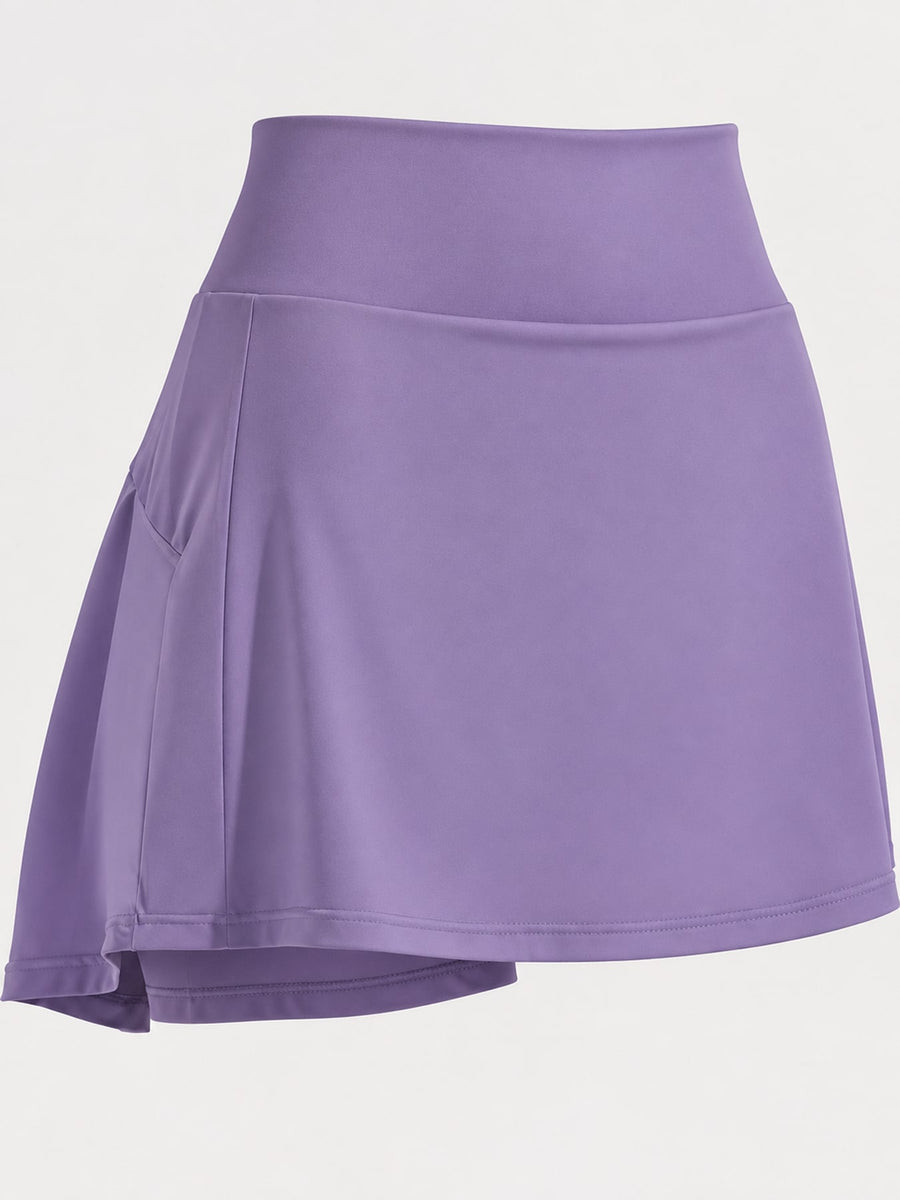 High-Waisted Pleated Active Skirt in Dusty Pink with lightweight