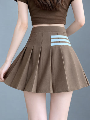 mini skirt featuring striped in White [three Bars]] with Contains less than 30% spandex texture