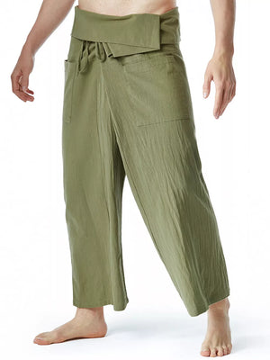 Khaki Men's Loose Fit Sweatpants With Tie Waist