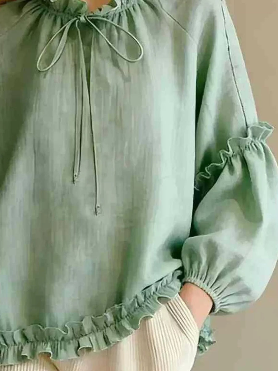 white relaxed blouse with round neck